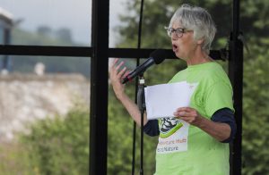 Gill Lewis announcing the winners of the Young Wild Writers competition at Action for Wildlife Day